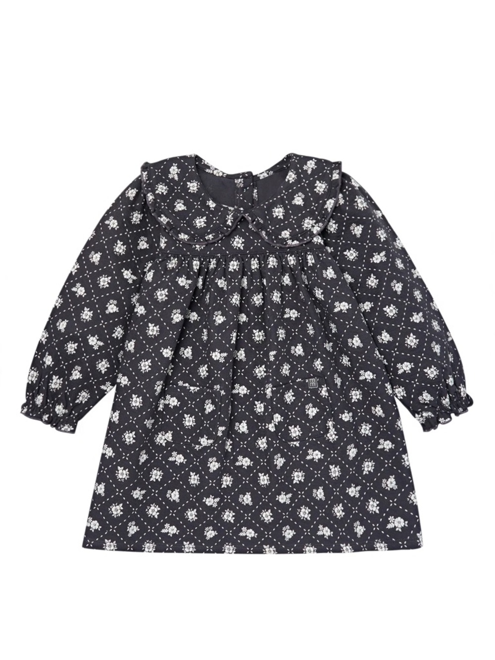 Gerber Black Floral Dress with White Blossoms